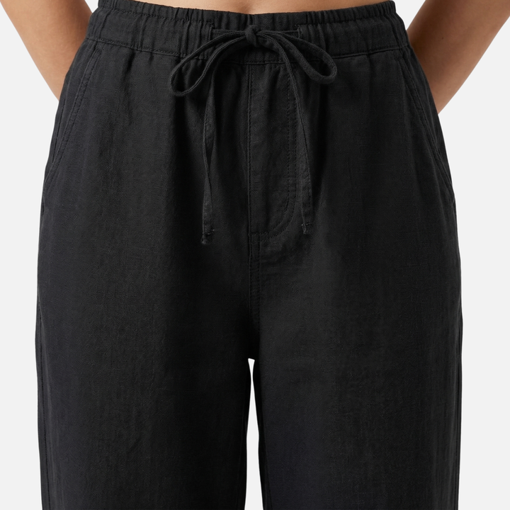 Lightweight Linen Capri Pants with Drawstring Waist for Women