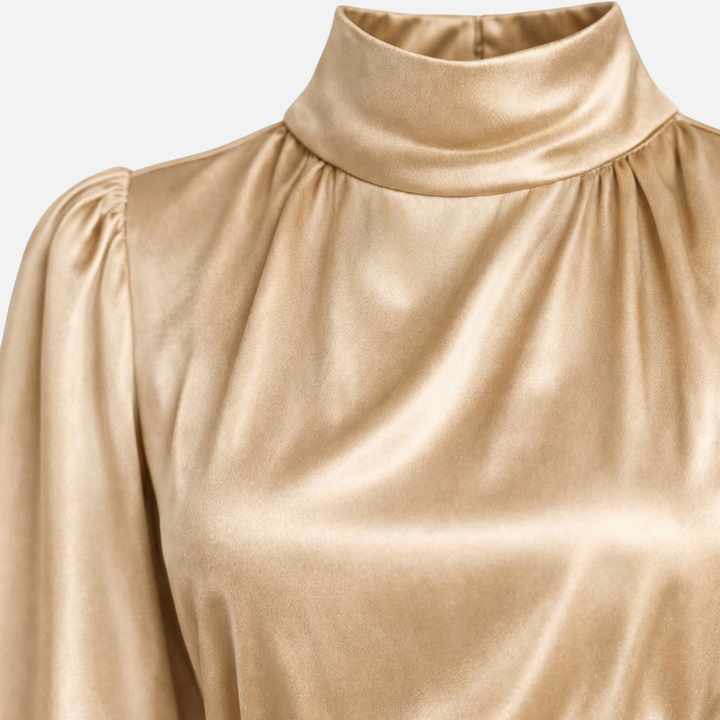 Satin A-Line Midi Dress with Cinched Waist for Women