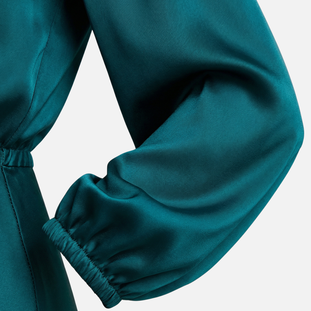 Satin A-Line Midi Dress with Cinched Waist for Women