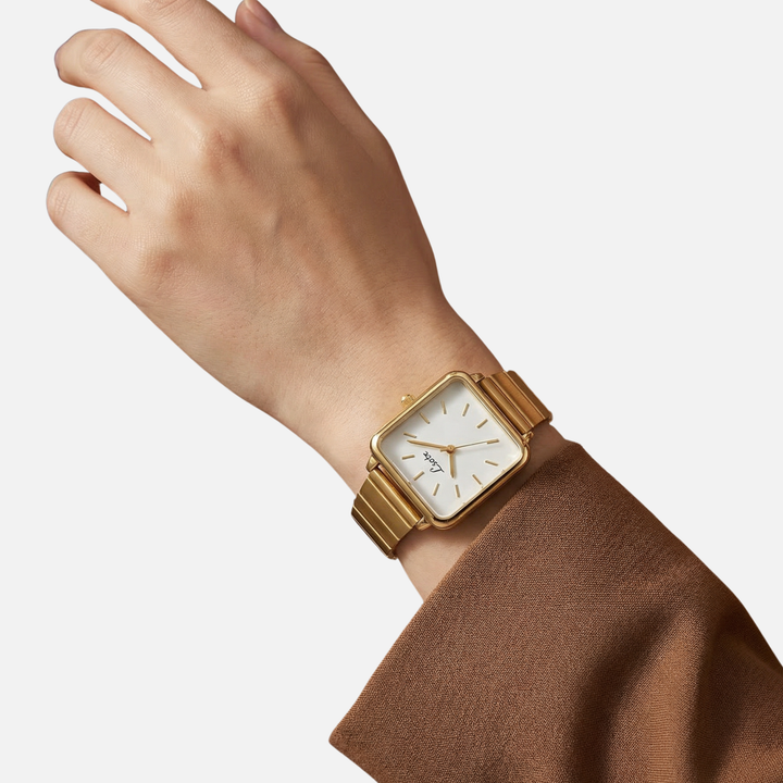 Square Dial Watch with Mineral Glass for Women