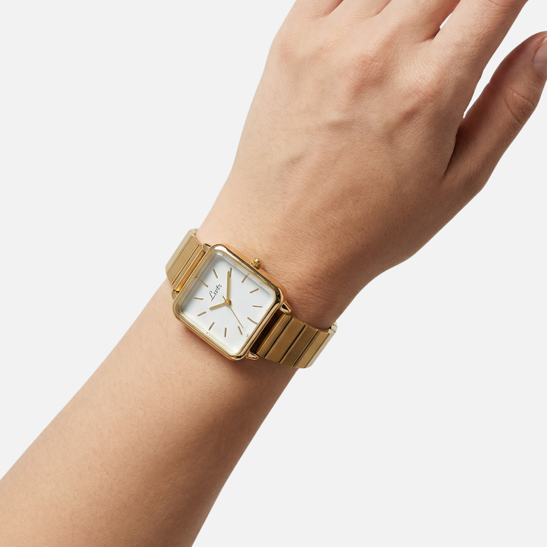 Square Dial Watch with Mineral Glass for Women