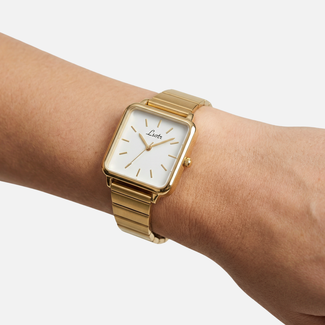 Square Dial Watch with Mineral Glass for Women