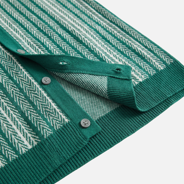 Classic Summer Chevron Knit Button-Front Shirt for Men