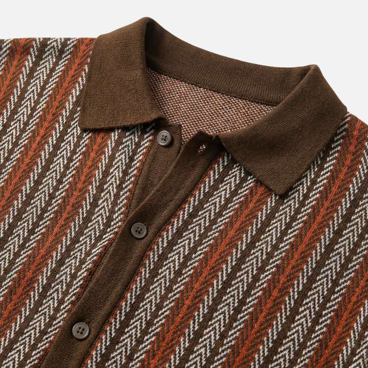 Classic Summer Chevron Knit Button-Front Shirt for Men