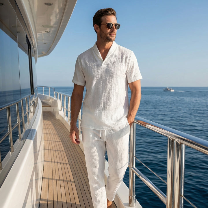 Lightweight Two-Piece Set - Summer Shirt & Pants Set for Men