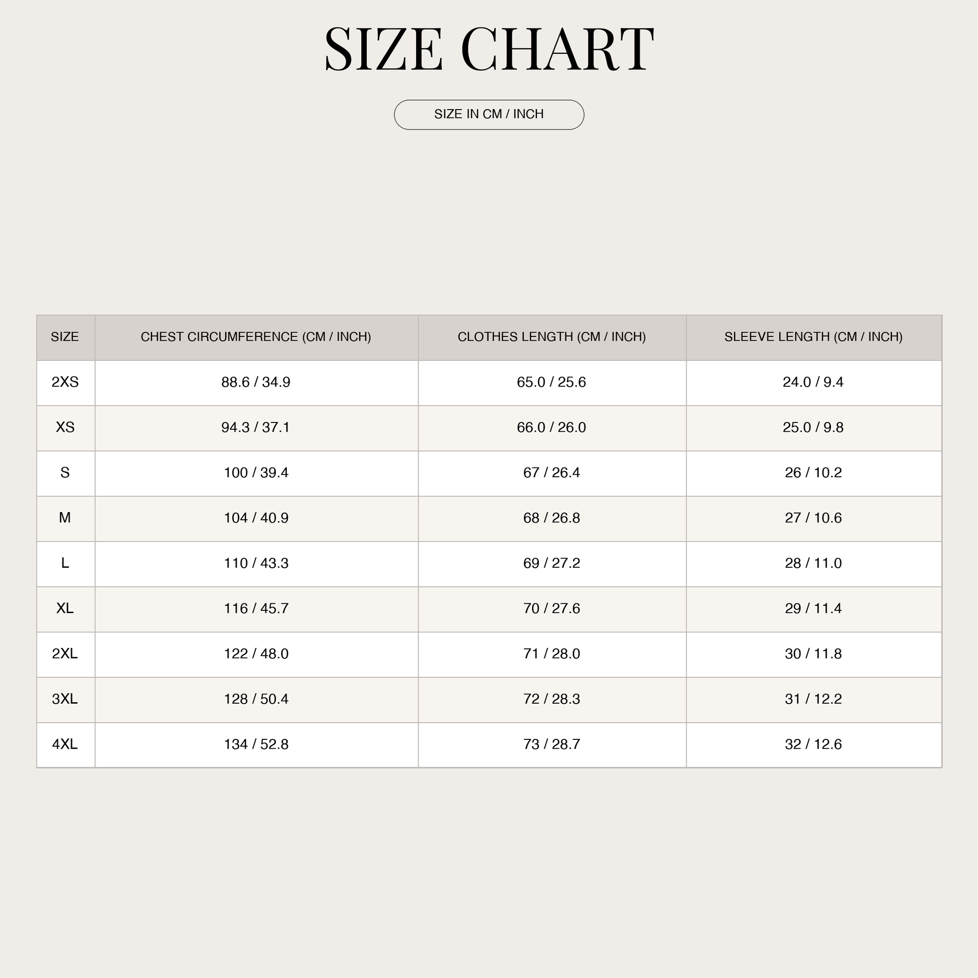 Size Chart
