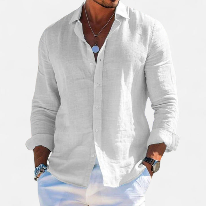 Linen_Summer_Shirt_Button_Down_Roll_Up_Sleeve_for_Men_1