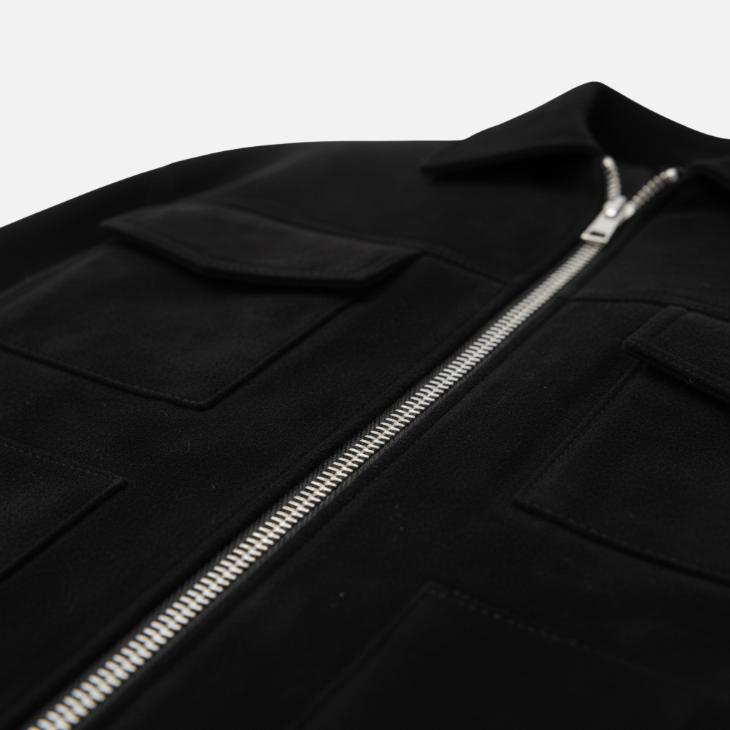 Loose-Fit Suede Jacket with Front Pockets for Men