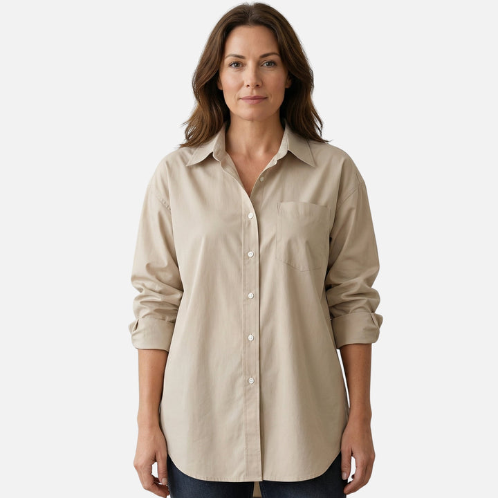 Loose Fit Longline Button-Down Shirt for Women