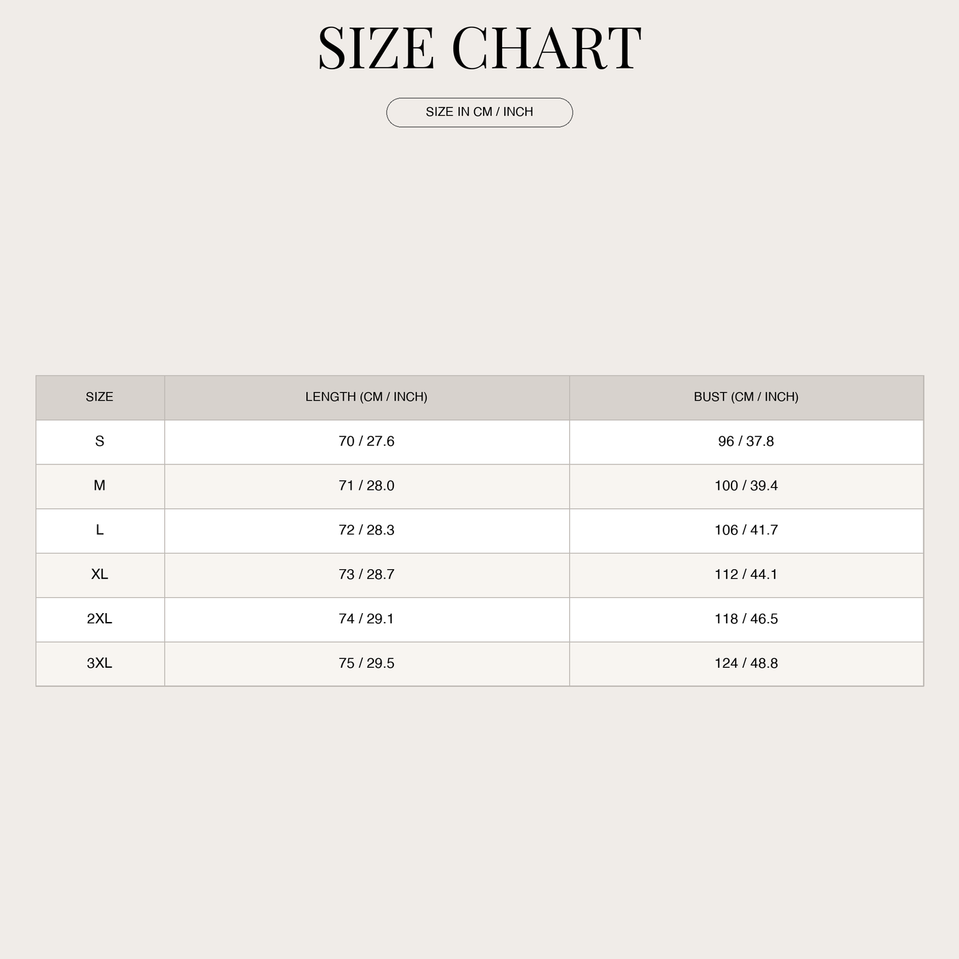 Women's Relaxed Summer Blouse with Button-Up size chart