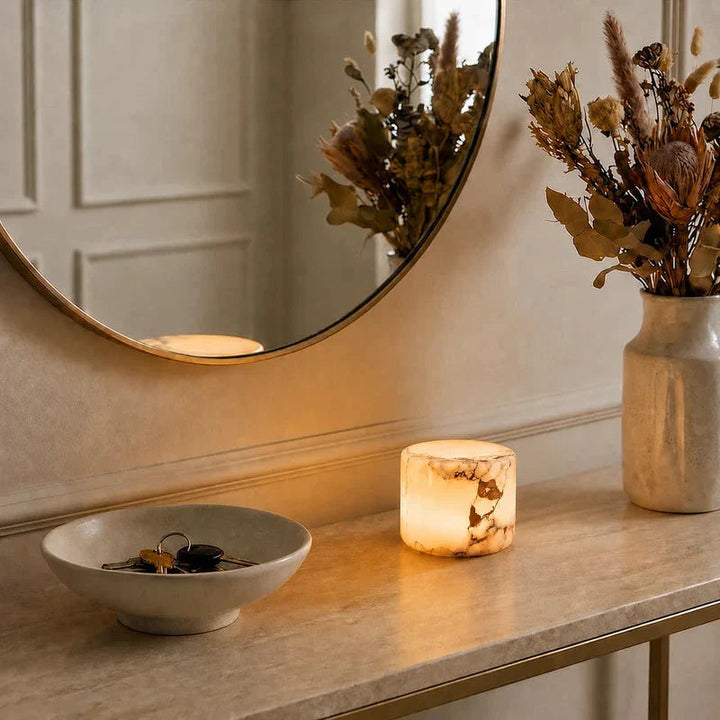 Marble Table Lamp – With Translucent Natural Veining and Selectable Light Color 7