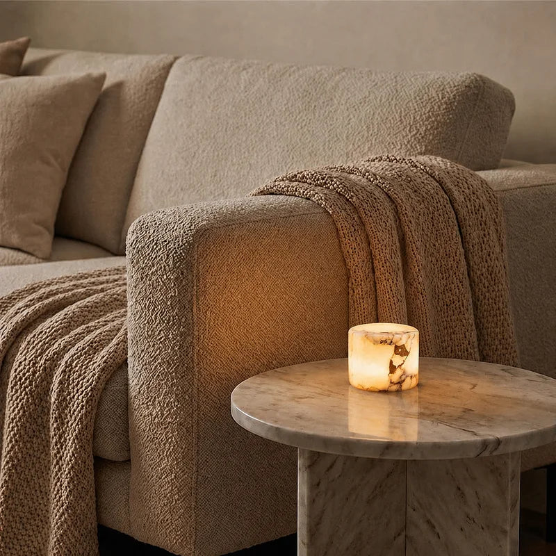 Marble Table Lamp – With Translucent Natural Veining and Selectable Light Color 9