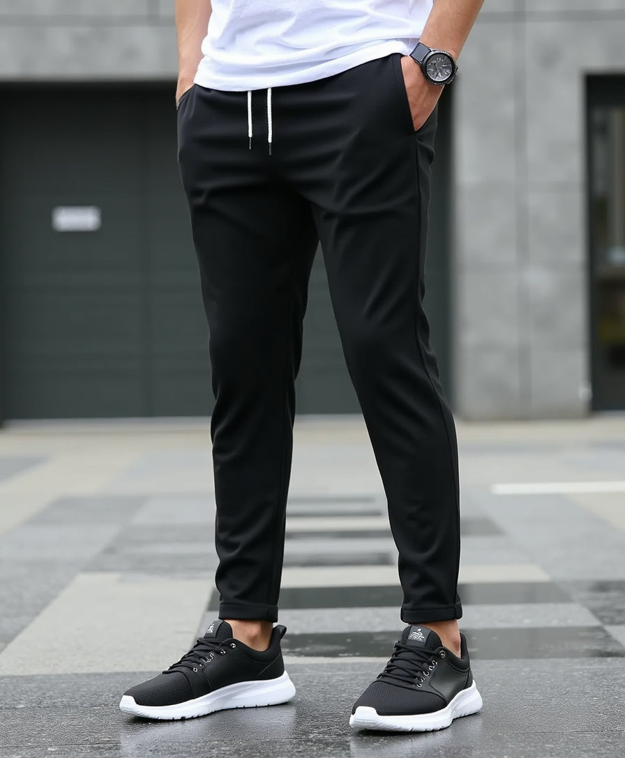 Men’s Tapered-Leg Trousers with Drawstring Waistband