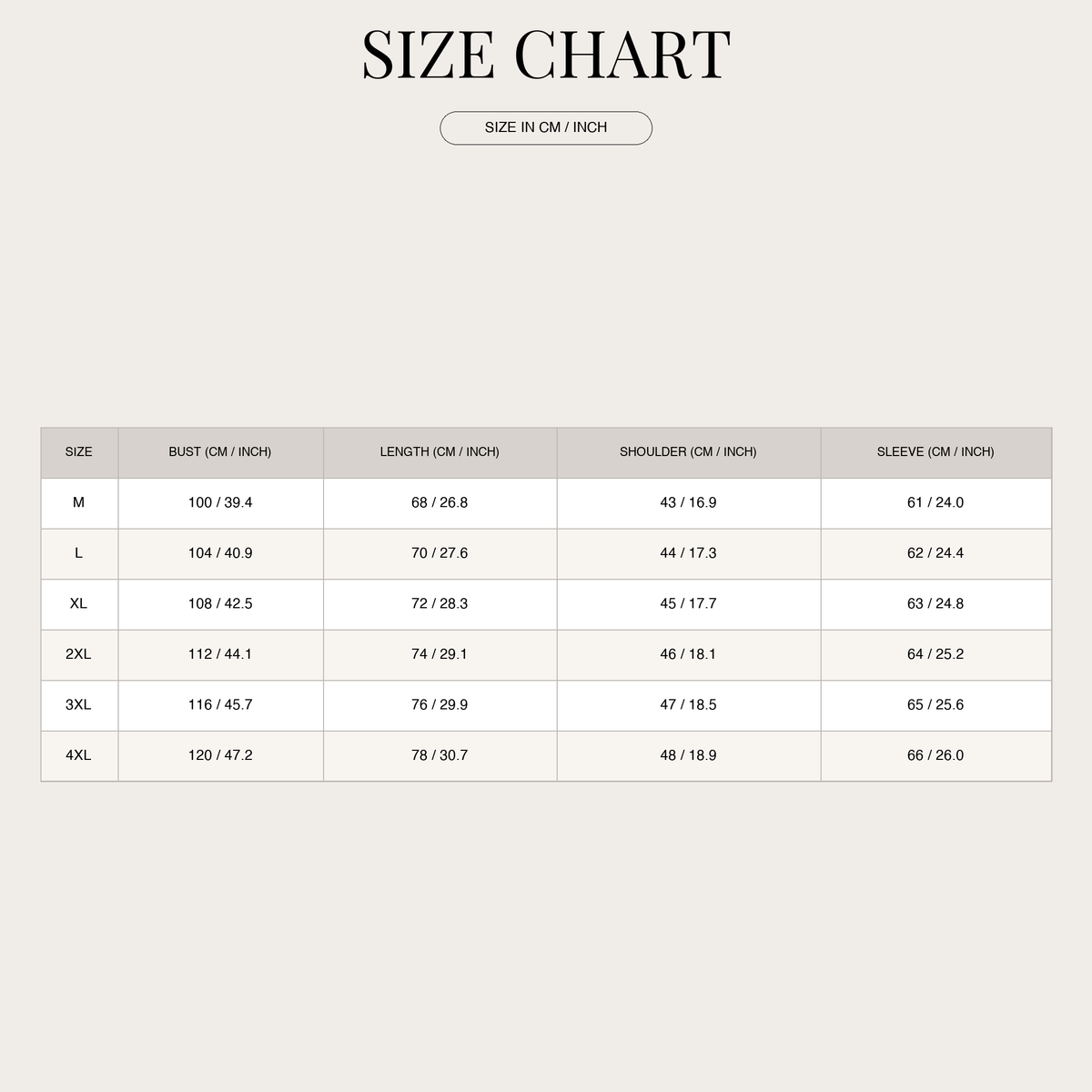 Men's Classic Turtleneck Sweater – Refined Style with Soft Knit size chart