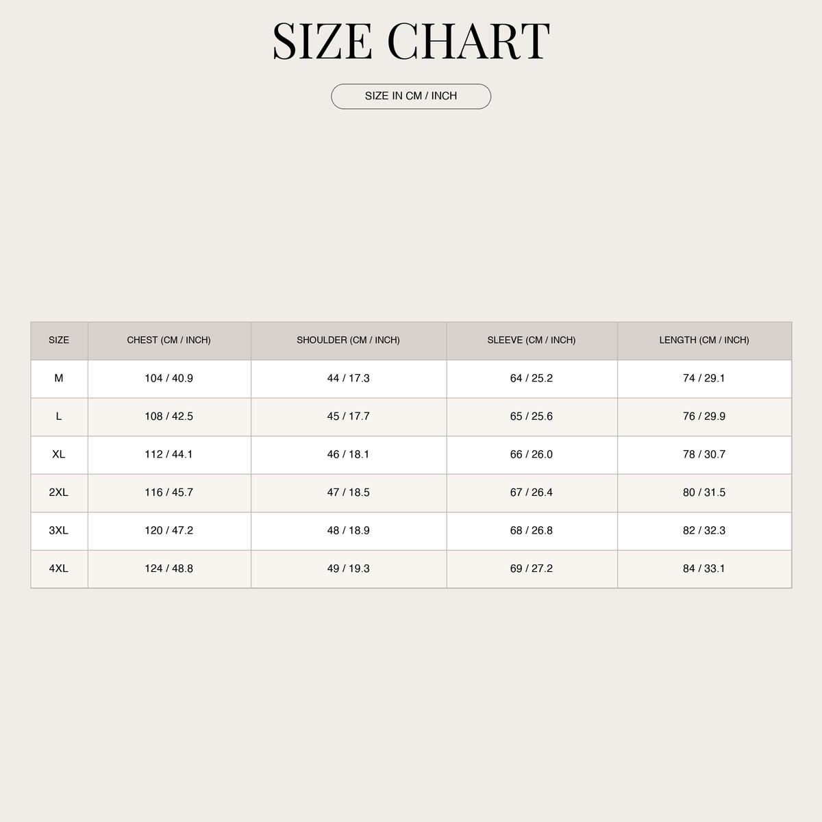 Men's Distinctive Knit Sweater – Modern color-block style size chart