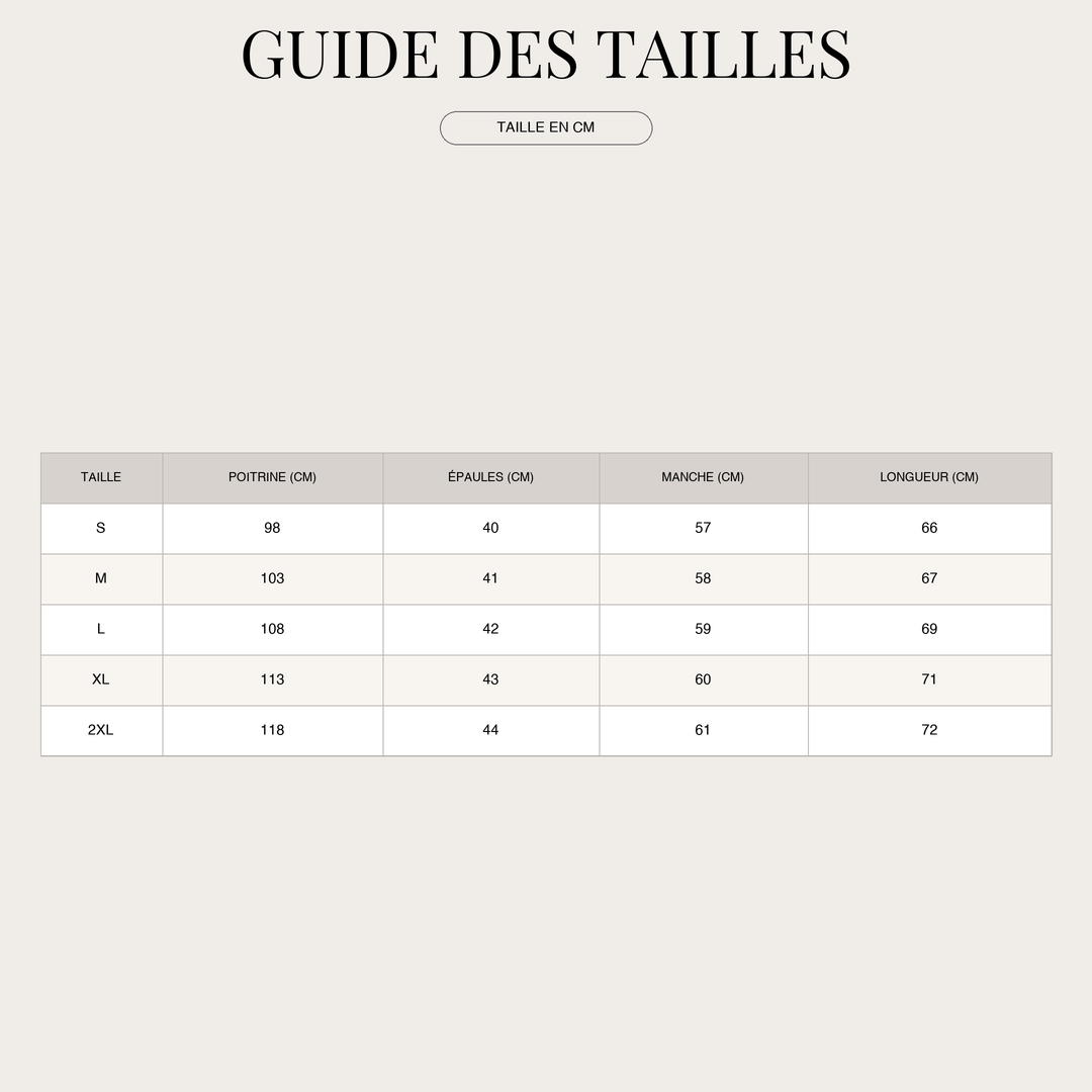 Sweat à capuche en maille pour Homme – Motif tricoté et Capuche contrastante size chart