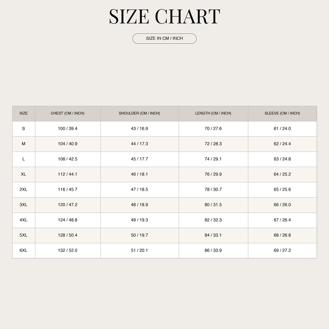 Men's Lightweight Transition Jacket – Breathable and Comfortable size chart