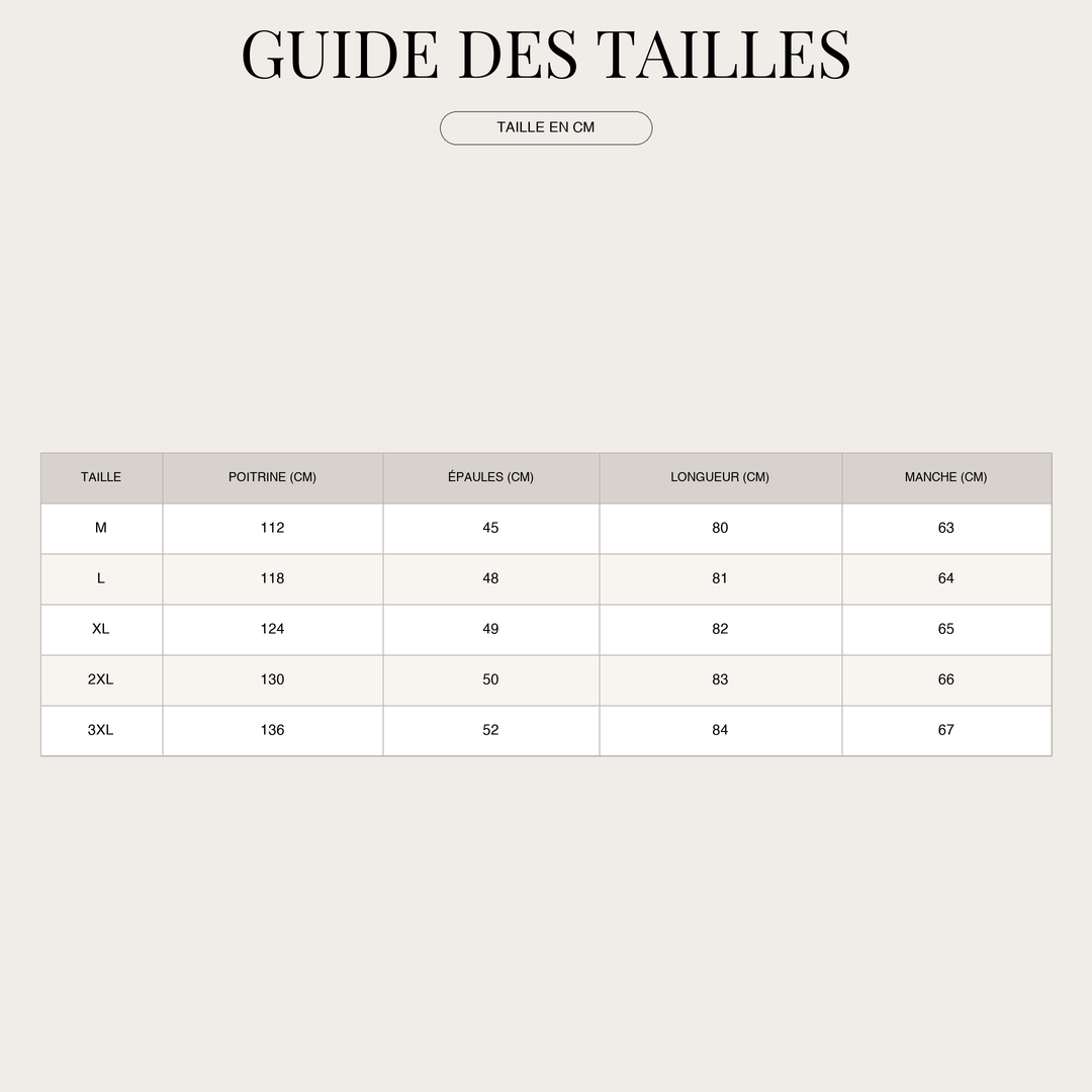 Polo à manches longues pour Homme – Col montant et Coupe confortable size chart