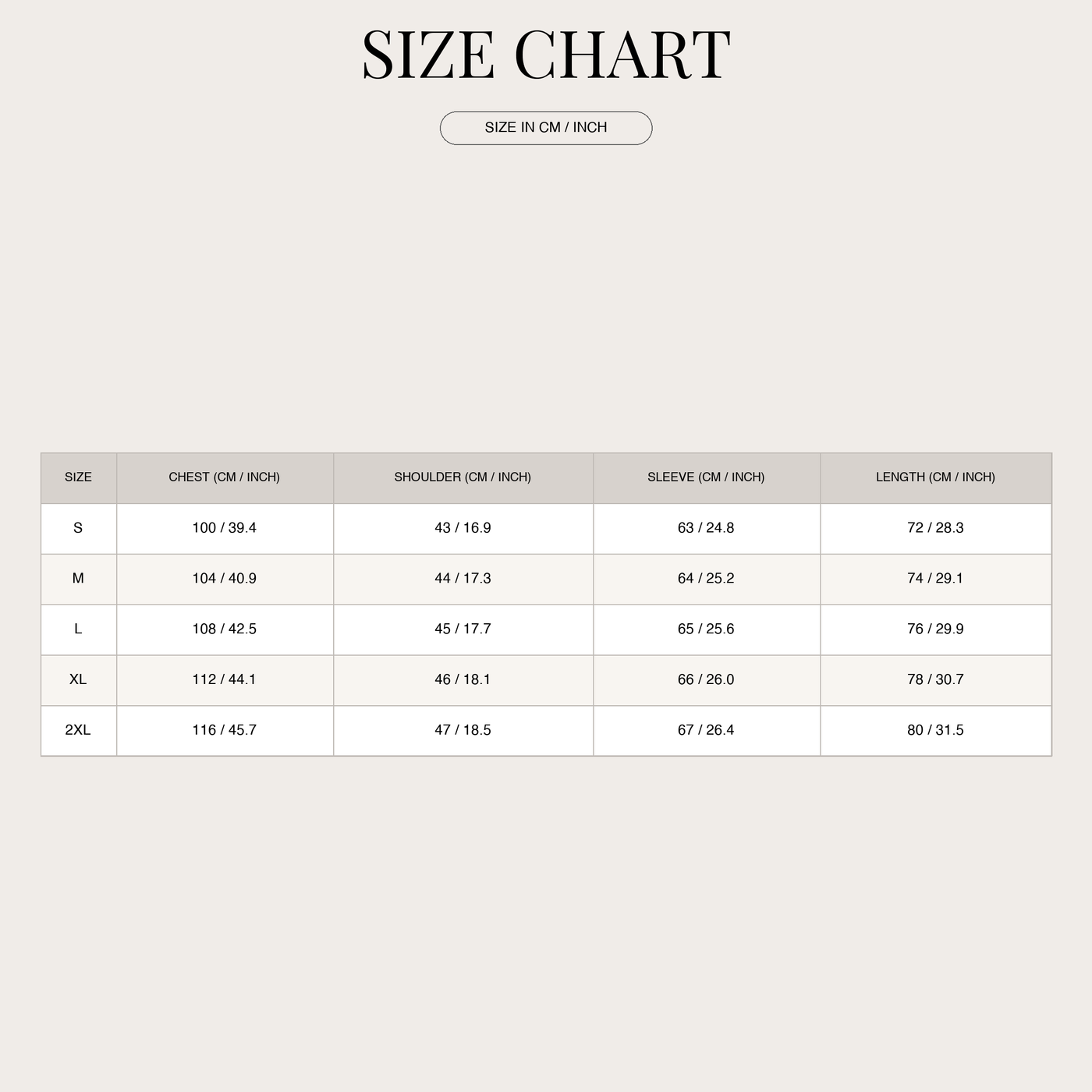 Men's Polished Sweater – Soft Cotton and Zipper Collar size chart