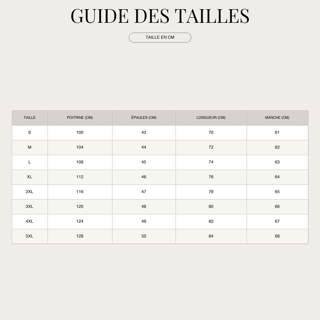 Surchemise sherpa pour Homme – à carreaux avec doublure chaude size chart