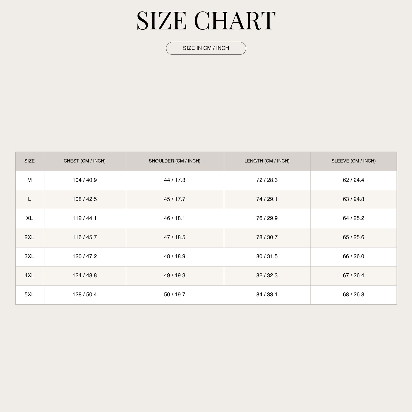 Men's Sporty Waterproof Windbreaker Jacket – With Wind Protection size chart