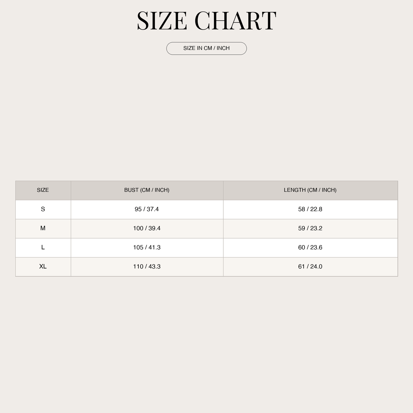 Women's Turtleneck Sweater – Soft Knit with Classic Fit size chart
