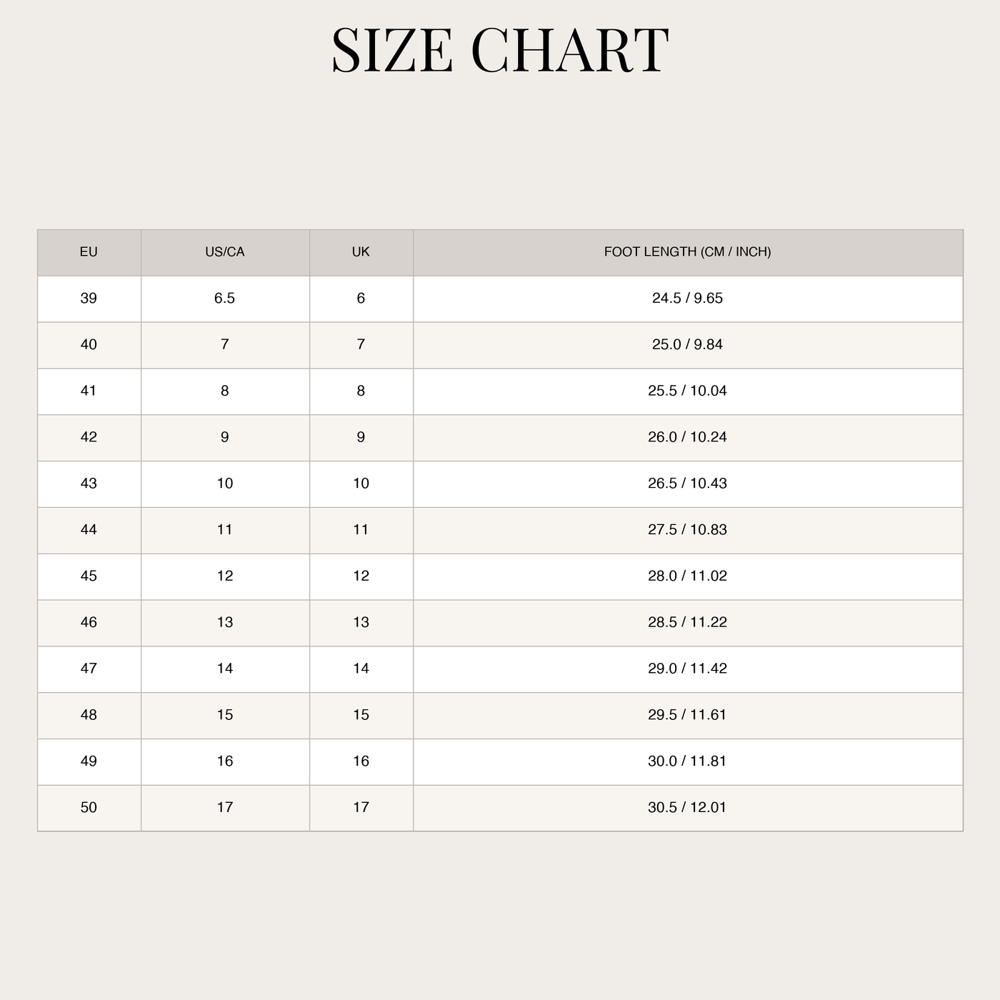 Men's Supportive Leather Shoes – Walking Comfort Design size chart