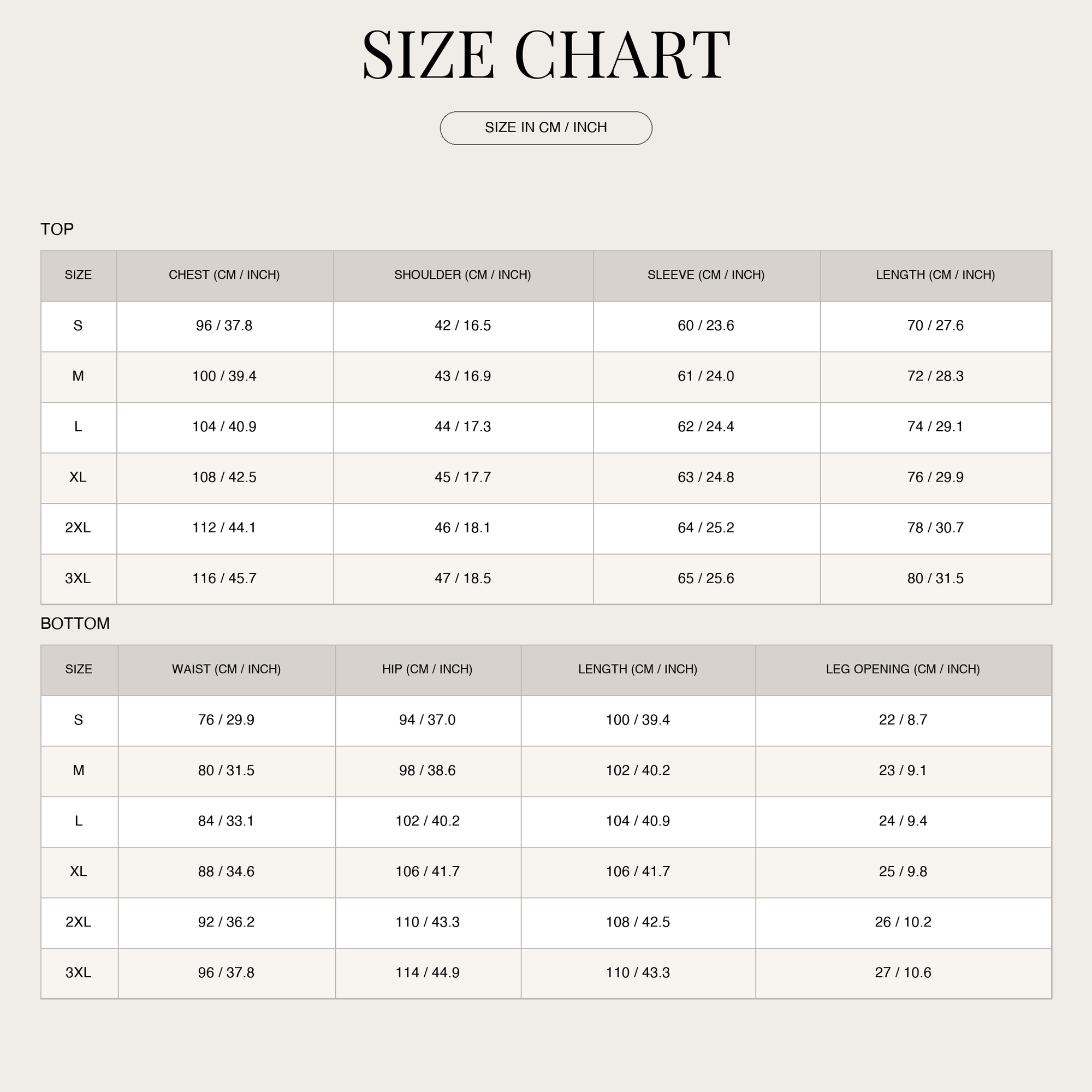 Size Chart