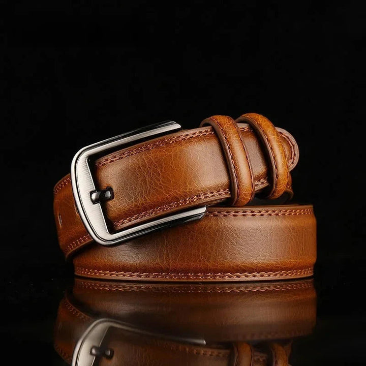 Men's Belt of Full-Grain Vegan Leather – With a Shiny Polished Metal Buckle 9