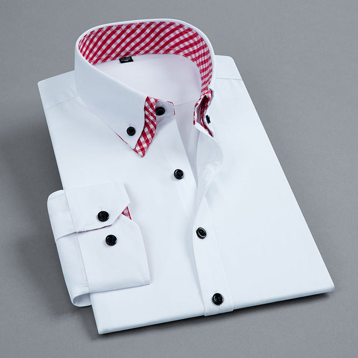 Mens_Button_Down_Cotton_Shirt_Contrast_Gingham_Collar_1