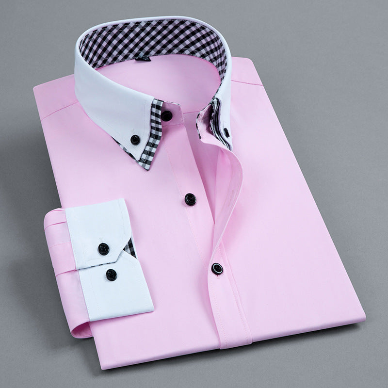 Mens_Button_Down_Cotton_Shirt_Contrast_Gingham_Collar_5