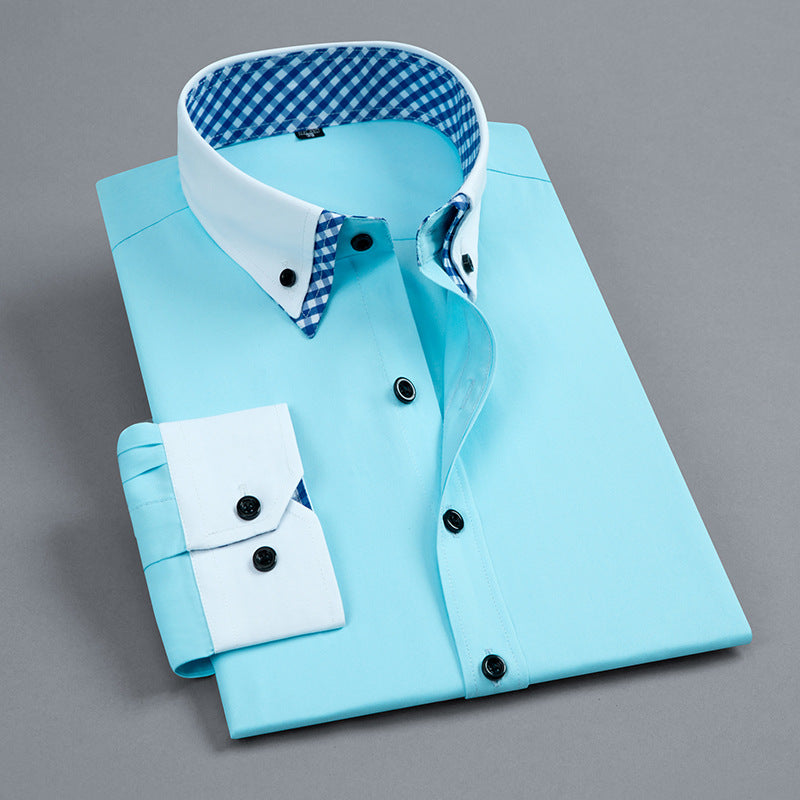 Mens_Button_Down_Cotton_Shirt_Contrast_Gingham_Collar_7