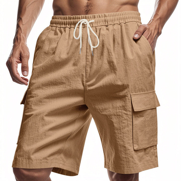 Mens_Cargo_Bermuda_Shorts_Elastic_Waist_with_Flap_Pockets_1