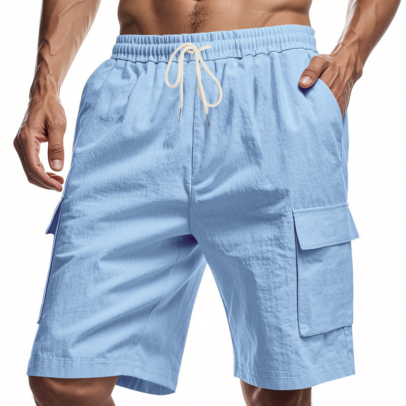 Mens_Cargo_Bermuda_Shorts_Elastic_Waist_with_Flap_Pockets_2