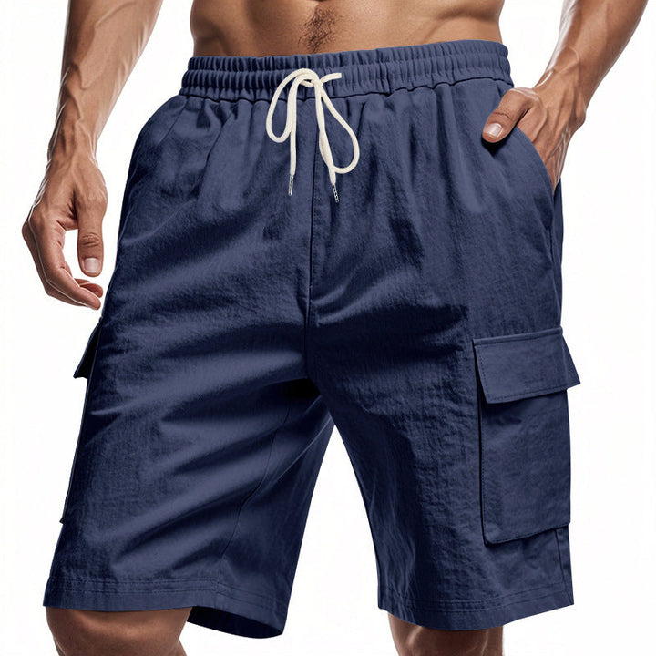 Mens_Cargo_Bermuda_Shorts_Elastic_Waist_with_Flap_Pockets_4