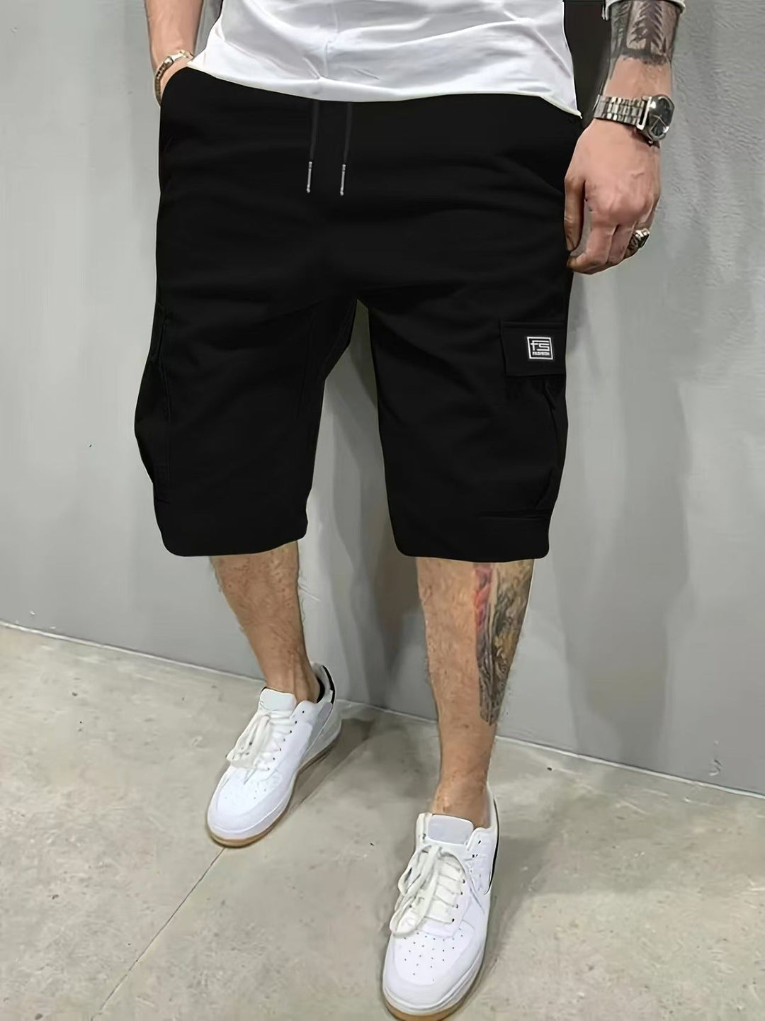 Mens_Cargo_Shorts_Drawstring_Waist_with_Side_Pockets_1