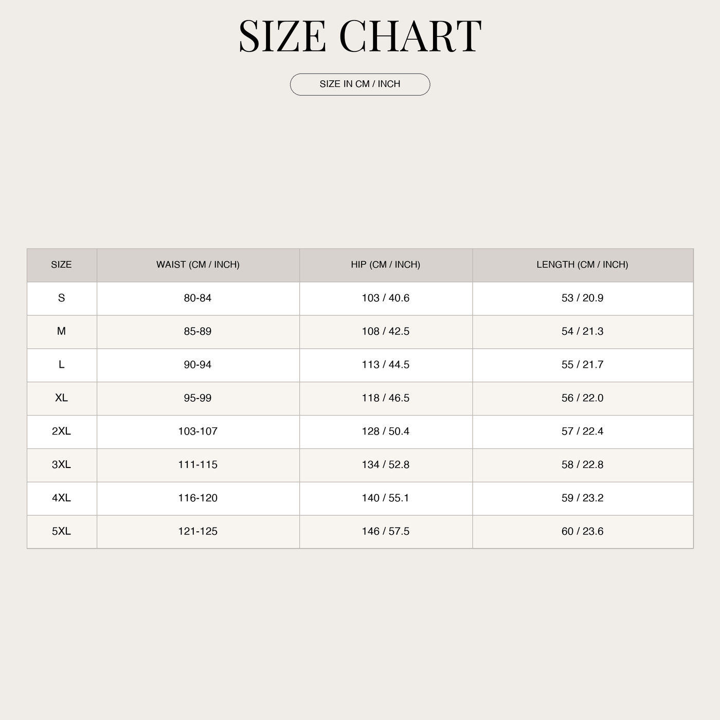 Men's Cargo Shorts – Spacious Pockets with Lightweight Fabric size chart