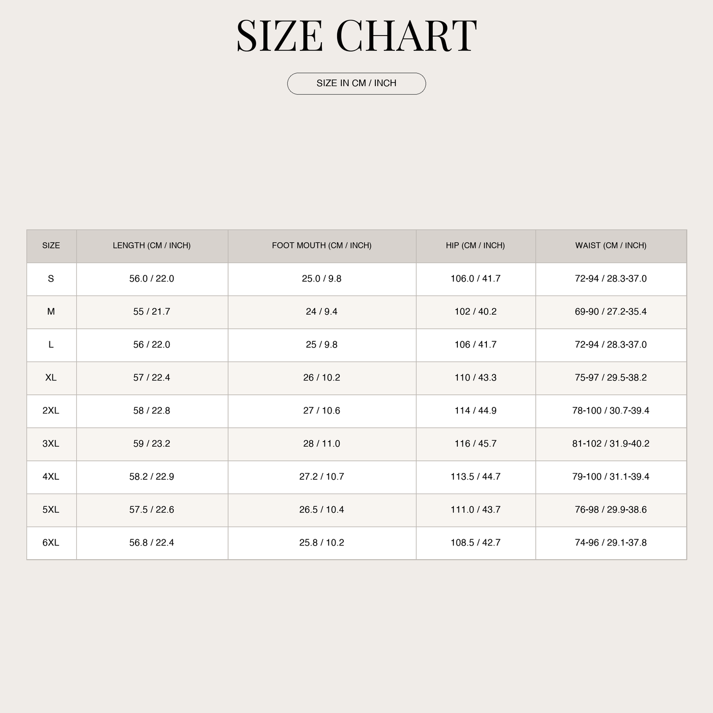 Men's Cargo Shorts – Vintage Style with Cargo Pockets size chart