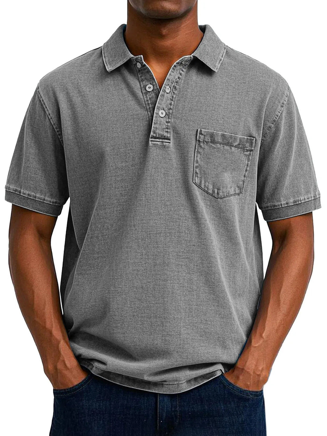 Mens_Classic_Denim_Polo_Shirt_Vintage_Short_Sleeve_and_Chest_Pocket_2