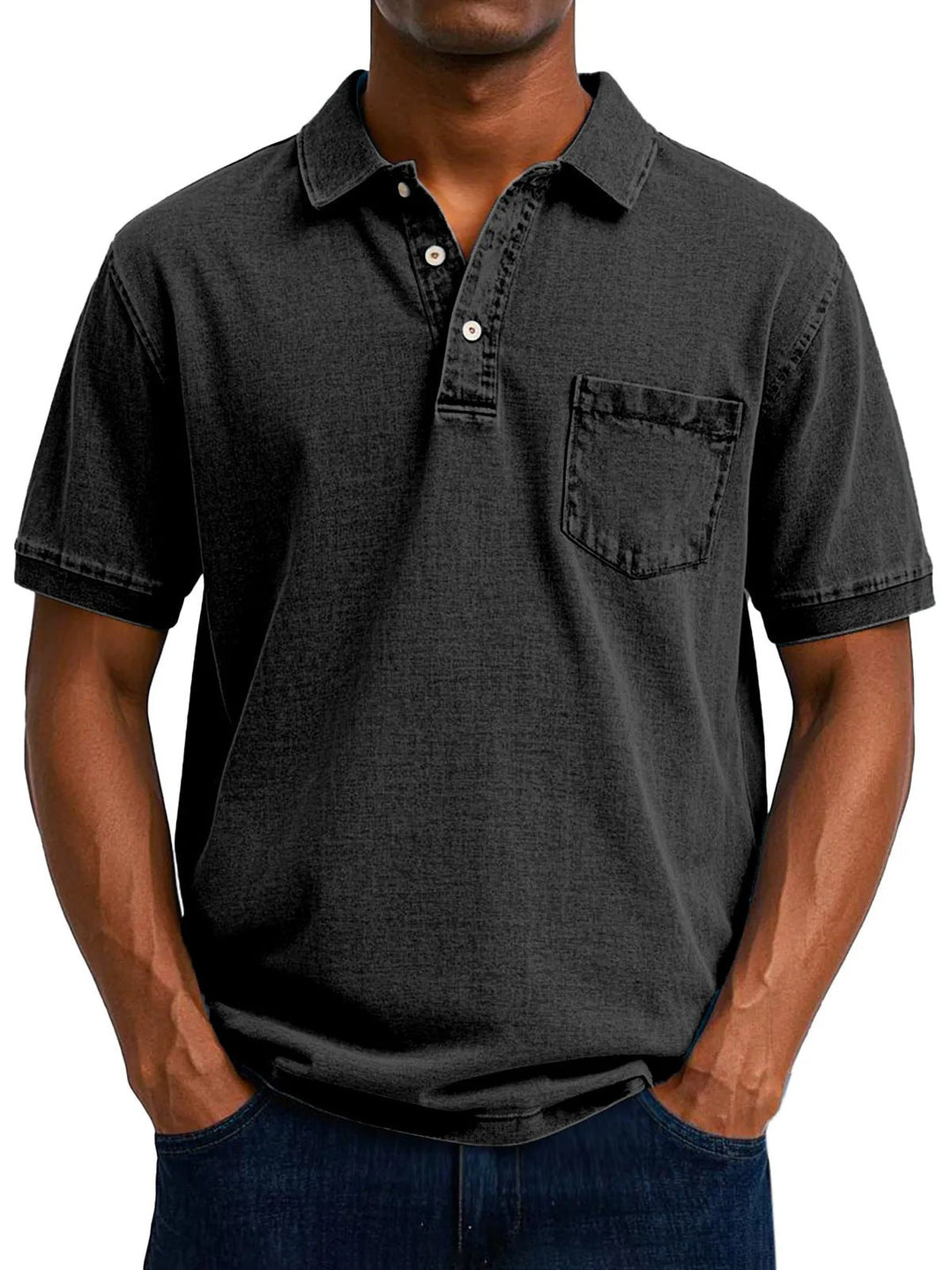 Mens_Classic_Denim_Polo_Shirt_Vintage_Short_Sleeve_and_Chest_Pocket_4