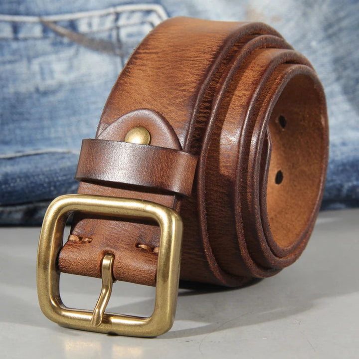 Men's Classic Leather Belt – With Brass Buckle 1