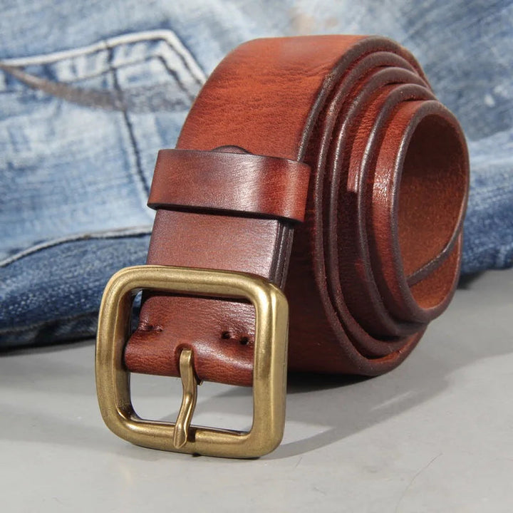 Men's Classic Leather Belt – With Brass Buckle 2