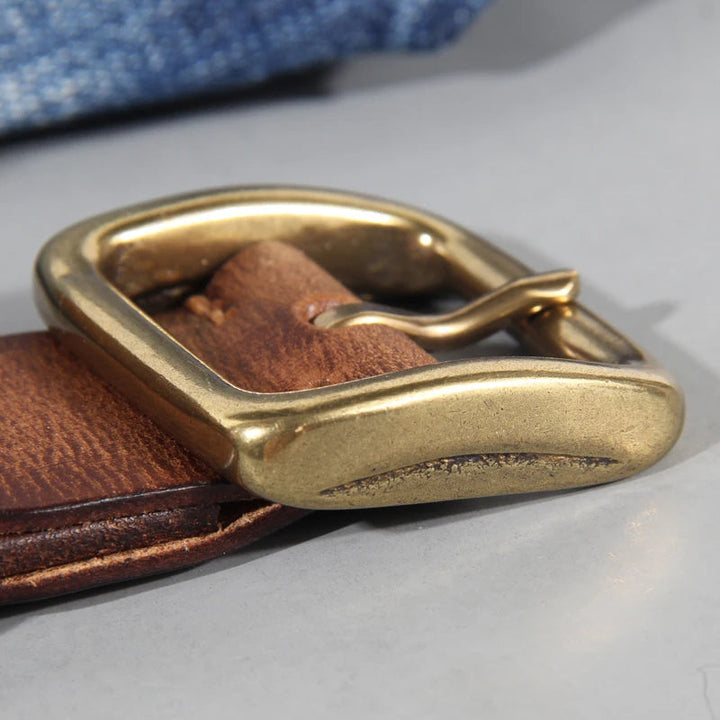 Men's Classic Leather Belt – With Brass Buckle 5