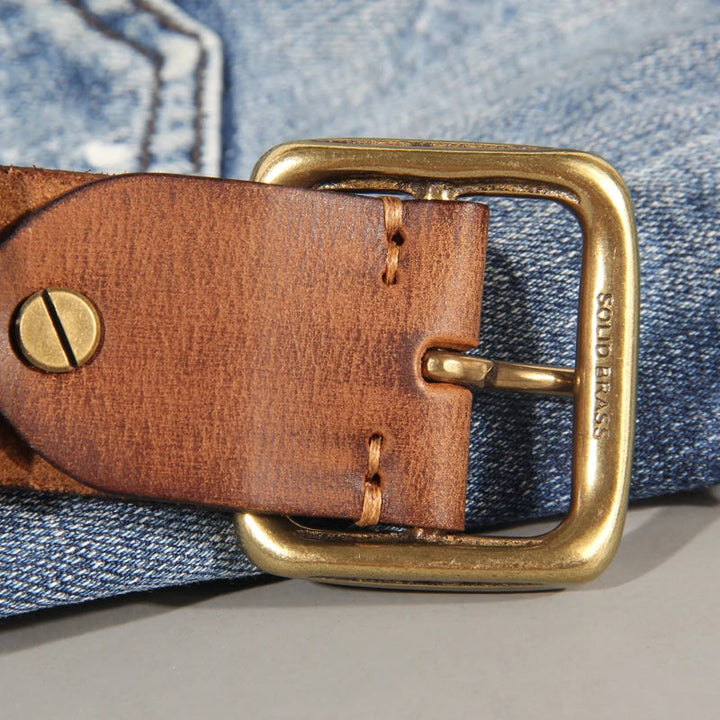 Men's Classic Leather Belt – With Brass Buckle 6