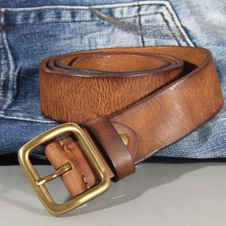 Men's Classic Leather Belt – With Brass Buckle 7
