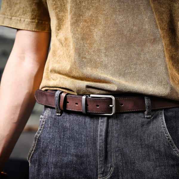 Men's Classic Leather Belt – With a Modern Buckle for Diverse Combinations and Various Occasions 10
