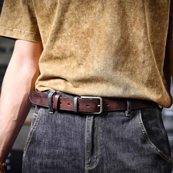 Men's Classic Leather Belt – With a Modern Buckle for Diverse Combinations and Various Occasions 14