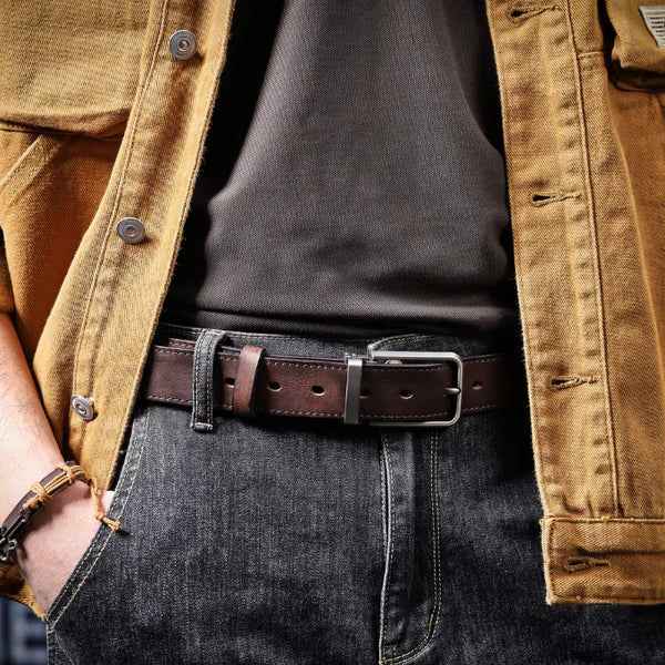 Men's Classic Leather Belt – With a Modern Buckle for Diverse Combinations and Various Occasions 19