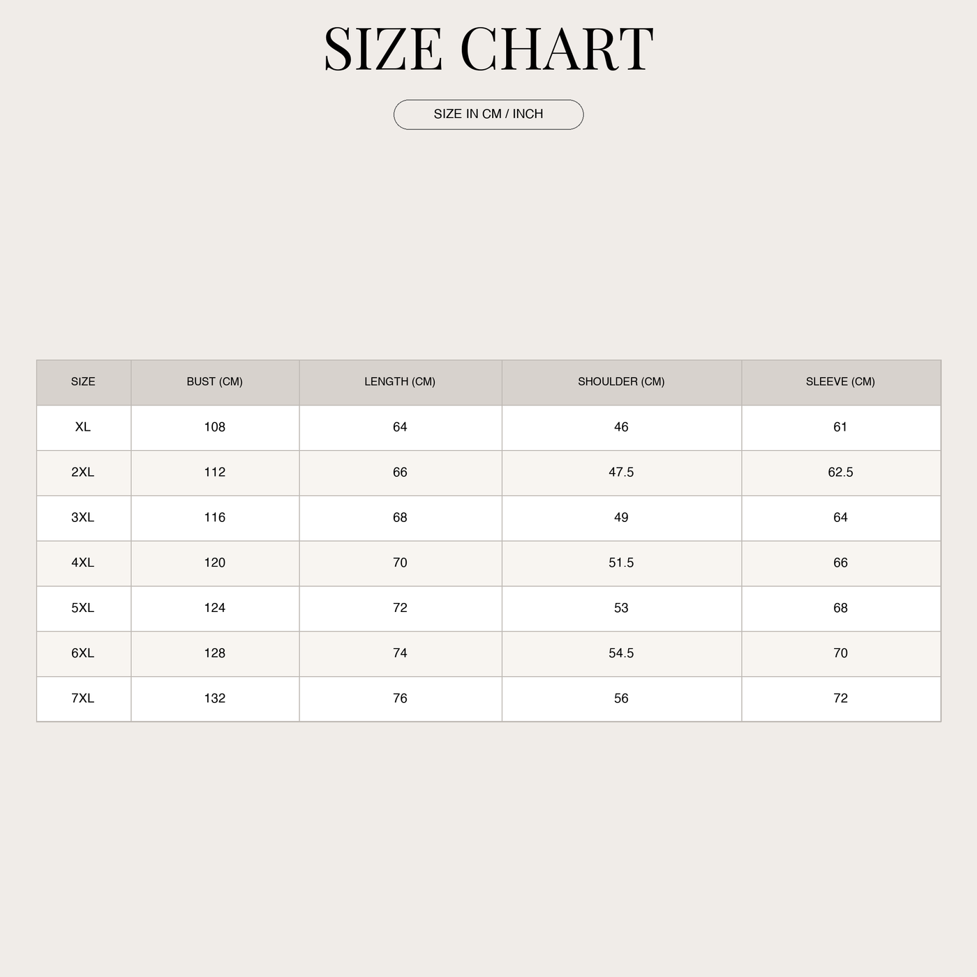 Men's Classic Leather Jacket – With Lapel Collar Fit size chart