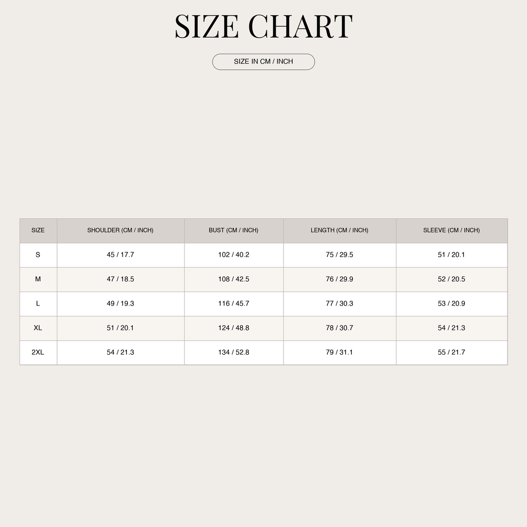 Men's Classic Long-Sleeve Shirt – Refined Look Fine Feel size chart